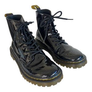 Dr Martens Luana Women's Glitter Combat Boots Leather Black Lace Up Size 7